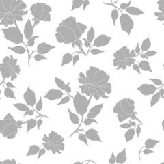 Silver Roses Seamless Pattern Background