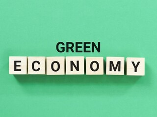 Fototapeta na wymiar Green economy on wooden cubes.