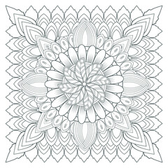 Printable Doodle flowers in monochrome for coloring page, cover, wedding invitation, greeting card, wall art isolated on white background. Hand drawn sketch for adult anti stress coloring page.