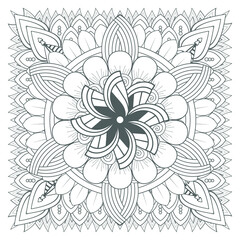 Printable Doodle flowers in monochrome for coloring page, cover, wedding invitation, greeting card, wall art isolated on white background. Hand drawn sketch for adult anti stress coloring page.