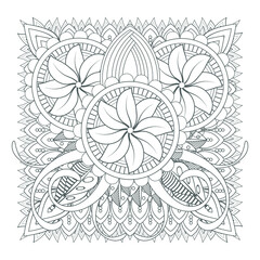 Printable Doodle flowers in monochrome for coloring page, cover, wedding invitation, greeting card, wall art isolated on white background. Hand drawn sketch for adult anti stress coloring page.
