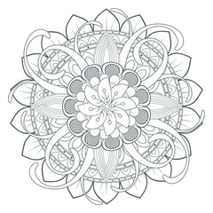 Printable Doodle flowers in monochrome for coloring page, cover, wedding invitation, greeting card, wall art isolated on white background. Hand drawn sketch for adult anti stress coloring page.