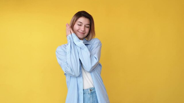 sleep gesture good night peaceful girl gif loop