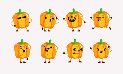 collection of cute paprica character mascot illustration with different pose and facial expression