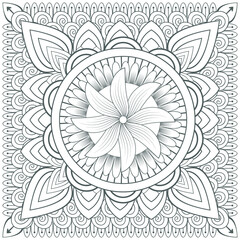 Printable Doodle flowers in monochrome for coloring page, cover, wedding invitation, greeting card, wall art isolated on white background. Hand drawn sketch for adult anti stress coloring page.