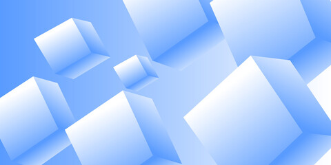 Abstract cube pattern, blue background made of chaotic cubes. 3d rendering of realistic cube backgrounds or wallpapers