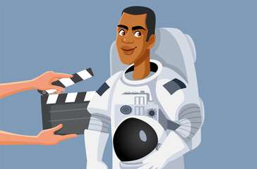 Male Actor Wearing Astronaut Suit Filming a Sci Fi Movie