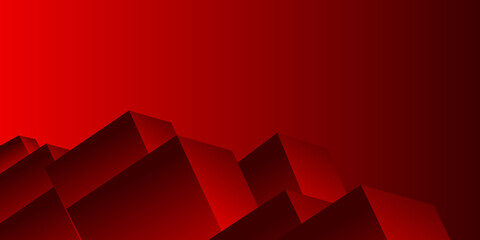 Abstract cube pattern, red background made of chaotic cubes. 3d rendering of realistic cube backgrounds or wallpapers