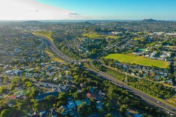 Fototapeta premium ニュージーランドのオークランドをドローンで撮影した空撮写真 Aerial photo of Auckland, New Zealand taken by drone.