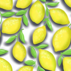lemon and lime seamless abstract oriental background pattern colorful fabric digital illustration print with lemon and leaves 