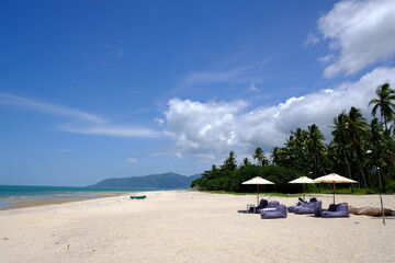 Fototapeta na wymiar Tropical island with white sand beach on Khanom beach In Thailand