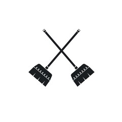 crossed broom illustration vector template,symbol of cleaner