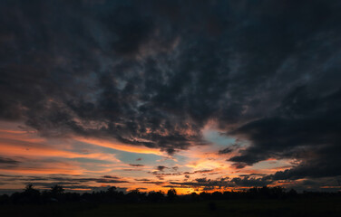 Dramatic twilight sky and cloud sunset background