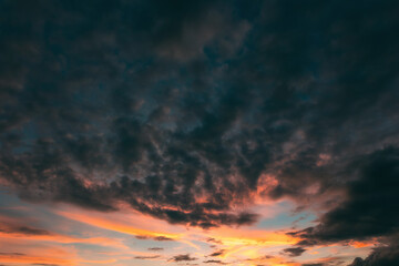 Fototapeta na wymiar Dramatic twilight sky and cloud sunset background