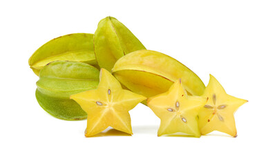 Fototapeta premium Carambola fruit with slices isolated on white background
