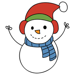 christmas snowman flat color illustration for web, wedsite, application, presentation, Graphics design, branding, etc.