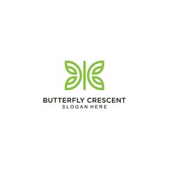   Inspiration symbol logo icon butterfly crescent design decoration or card name template.