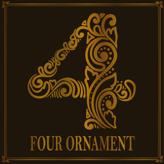 Vintage Four number ornament style