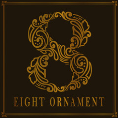 Vintage eight number ornament style