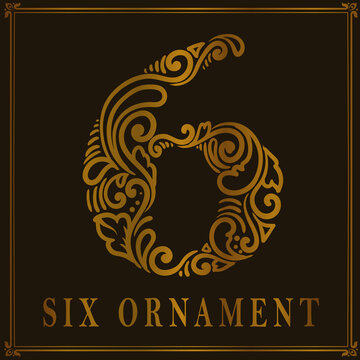 Vintage Six number ornament style