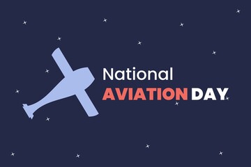 National Aviation Day with plane symbol vector illustration. Stars in Blue space background.