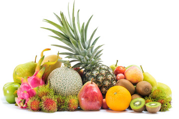 Isolated group of fresh fruits organic for healthy