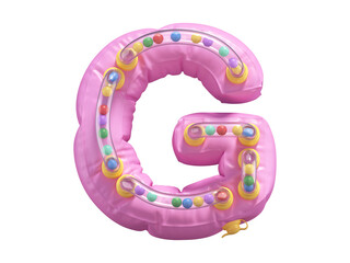 Pink lifebuoy toy font. Letter G.