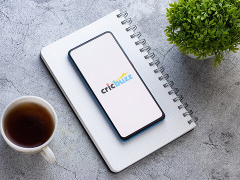 Assam, india - Augest 15, 2020 : Cricbuzz a sports news website logo on phone screen.