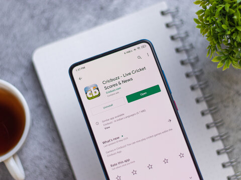 Assam, india - Augest 15, 2020 : Cricbuzz a sports news website logo on phone screen.