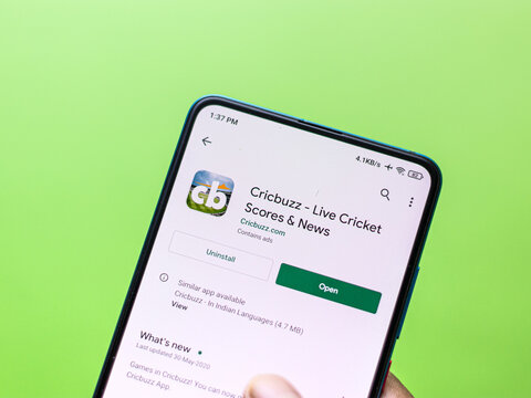 Assam, india - Augest 15, 2020 : Cricbuzz a sports news website logo on phone screen.