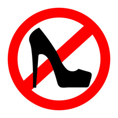 No high heel shoes sign warning. Vector illustration