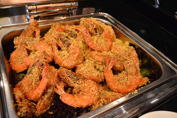 buffet party catering with lo hei yu sheng, asian and western cuisine, canapé and butler, dessert and drink halal menu for Chinese new year decoration celebrate fine dining at luxury hotel restaurant