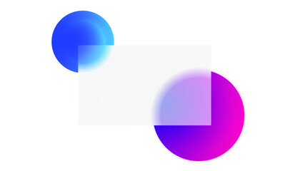 vector design in glass morphism style. translucent card-sized box on a white background with purple and blue circles. Glass card box for text. modern background templates