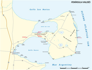 vector map of Peninsula Valdes, Chubut, Argentina