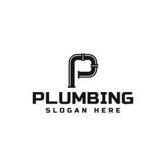 letter p and plumbing logo, icon and vector