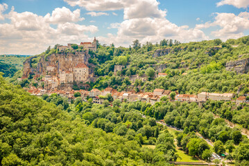 View at the small town Rocamadour in the Lot department in Southwestern France