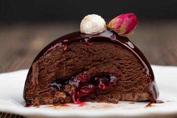 chocolate cake with raspberry jam filling