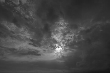 Autumn. Black and white photo of a cloudy sky.