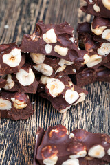 Fototapeta premium bitter chocolate with hazelnuts, homemade