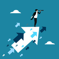 businessman running on the arrow