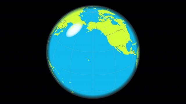 A rotating transparent glass earth globe with an alpha channel that displays the Northern Hemisphere.
Yellow land, Borders, Graticules
