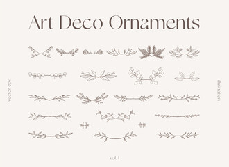 Set of floral elements decorative branches vector - obrazy, fototapety, plakaty