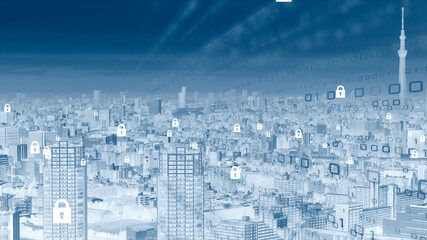 デジタル営業　在宅勤務　テレワーク　IoTによる大都市のデジタル化 背景画像のイメージv