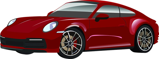 Obraz na płótnie Canvas Red Sport Car with transparent Background Vector EPS 10