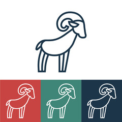 Linear vector icon with mountain sheep