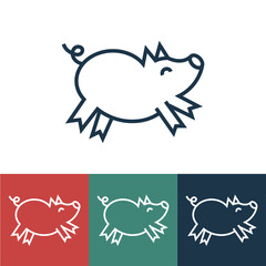 Linear vector icon with pig in jump