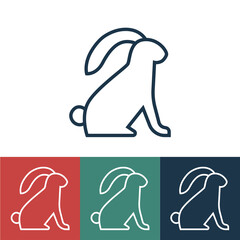 Linear vector icon with rabbit