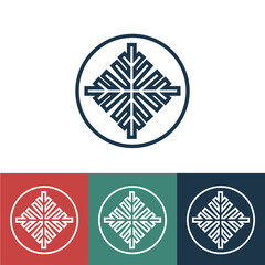 Linear vector icon with snowflake
