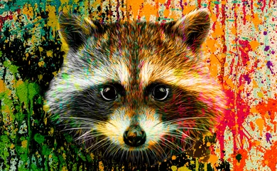Zelfklevend Fotobehang close up portrait of a raccoon © reznik_val