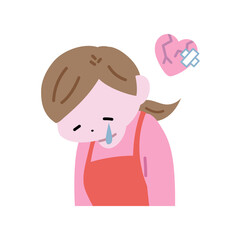 傷ついて涙する主婦